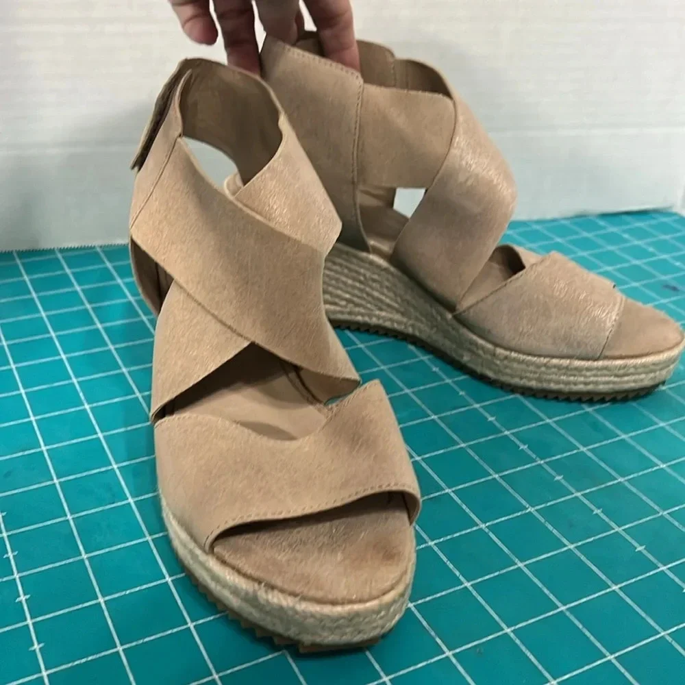 Eileen Fisher Natural Leather Platform Espidrille